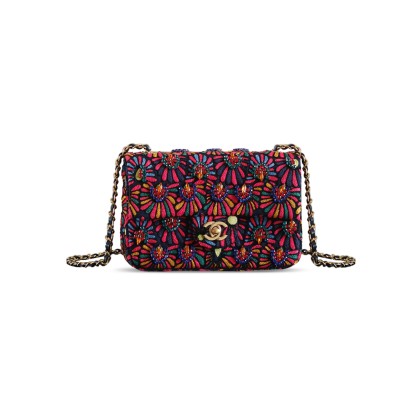 CHANEL CLASSIC BAG MEDIUM FIBERS EMBROIDERY AS6176 (20*13*7cm)